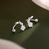 925 Silver Needle Zircon Flower Bead Screw Plant Stud Earrings For Women Classic Jewelry Light Accessories