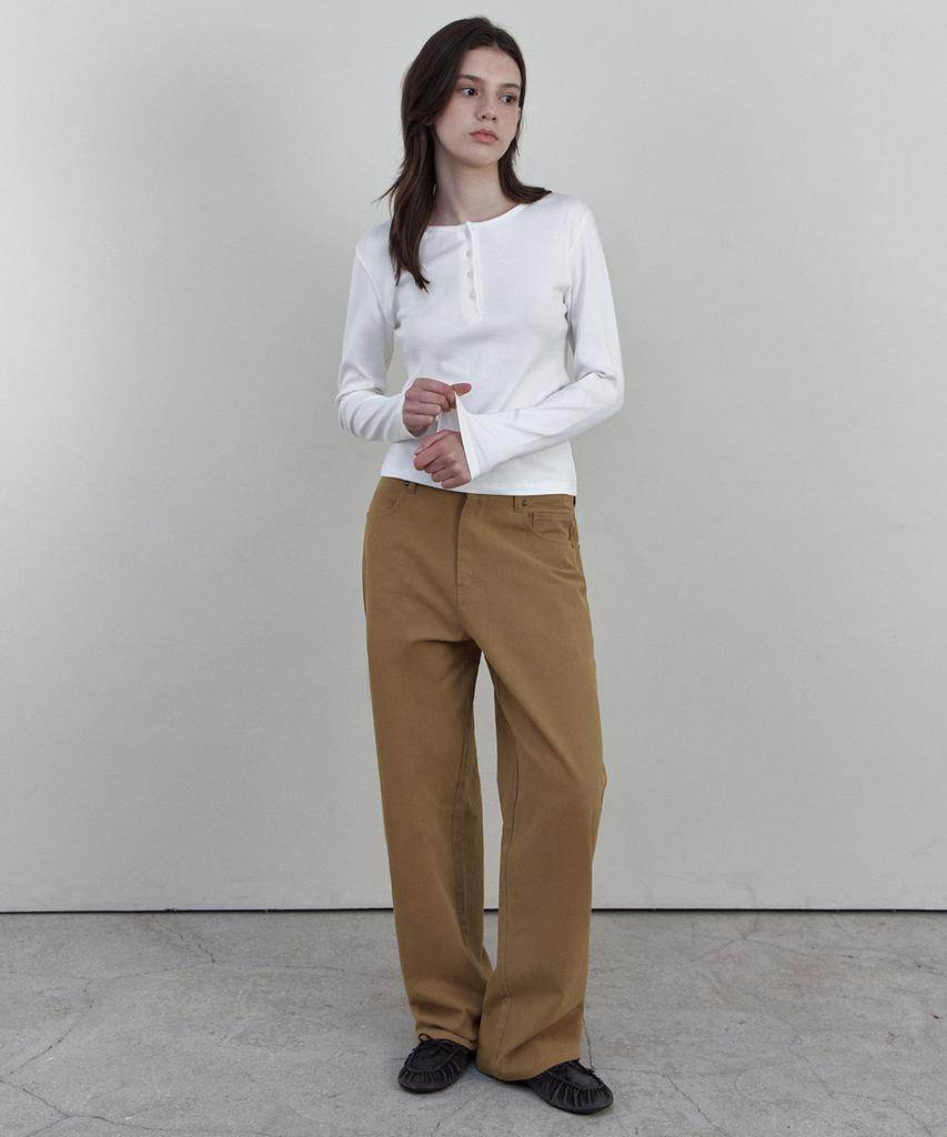 WEDNESDAYOASISFORWOMEN Haze Henley Neck T-Shirt_Ivory(Wb6Tp51)