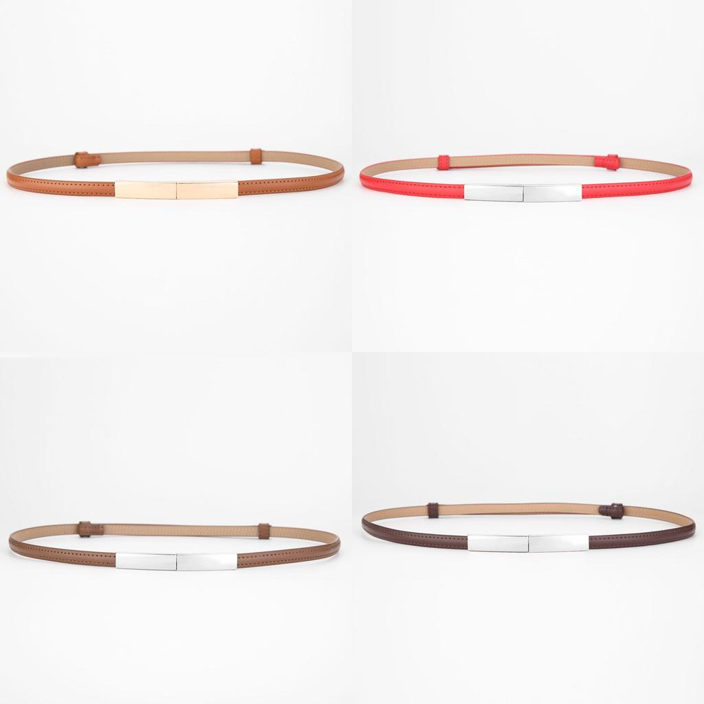 Leather Narrow Waist Belt For Women With Alloy Buckle For Elegant Dress And Sweater Style