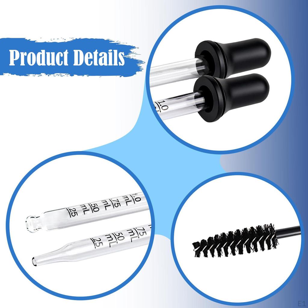 8 Pieces Glass Pipette Droppers Round & Pointed Tips Reusable 1 Ml Eye Dropper for Essential