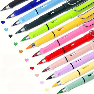 12 Colors Forever Pencil Erase, Enduring Writing Infinite Pencil, Never Sharpen Eternal Inkless Pencil, Eternal Pencil for Sketching
