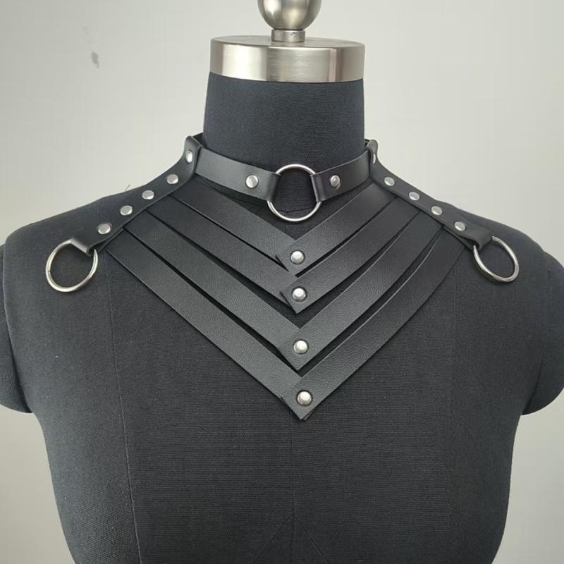 Black Sexy Trendy Rock Gothic Collar Necklaces Jewelry Gothic Leather Belt Rivets Harajuku Punk Choker Necklace For Women Gift