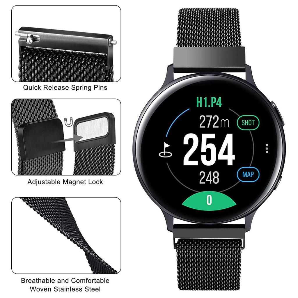 20mm For Samsung Galaxy Watch 5 40mm/44mm/Watch 5 Pro 45mm Milanese Smart Watch Band Metal Wrist Strap with Magnetic Buckle