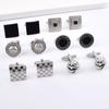 1 Pair Men Cufflinks Polished Smooth Surface Rhinestones Inlaid Rectangle Round Twist Shape Suit Shirt Cufflinks Button Replacement Accessories