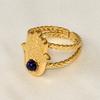 1/6pcs Real Tiger Eye Blue Red Transparent Stone Open Adjustable Stainless Steel Rings For Women Men Accessories Vintage Jewelry