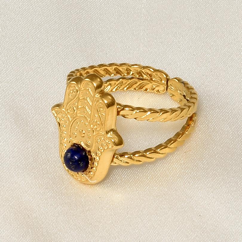 1/6pcs Real Tiger Eye Blue Red Transparent Stone Open Adjustable Stainless Steel Rings For Women Men Accessories Vintage Jewelry