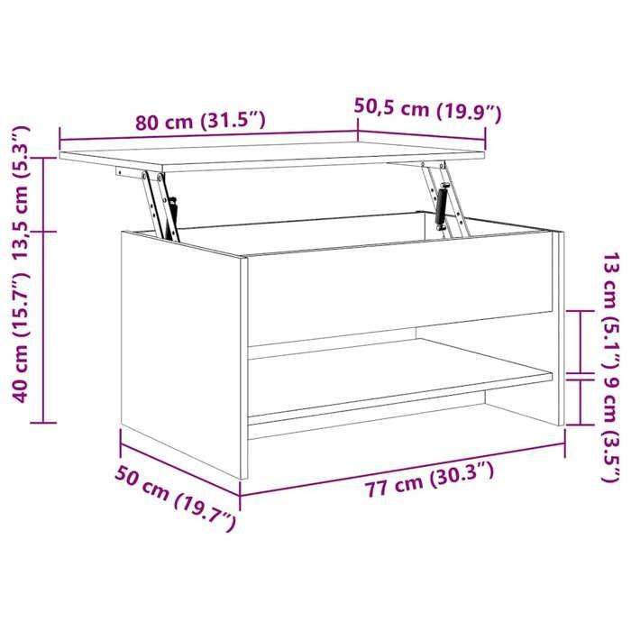 VidaXL Table basse Chêne fumé 80x50x40 cm Bois d'ingénierie 819296