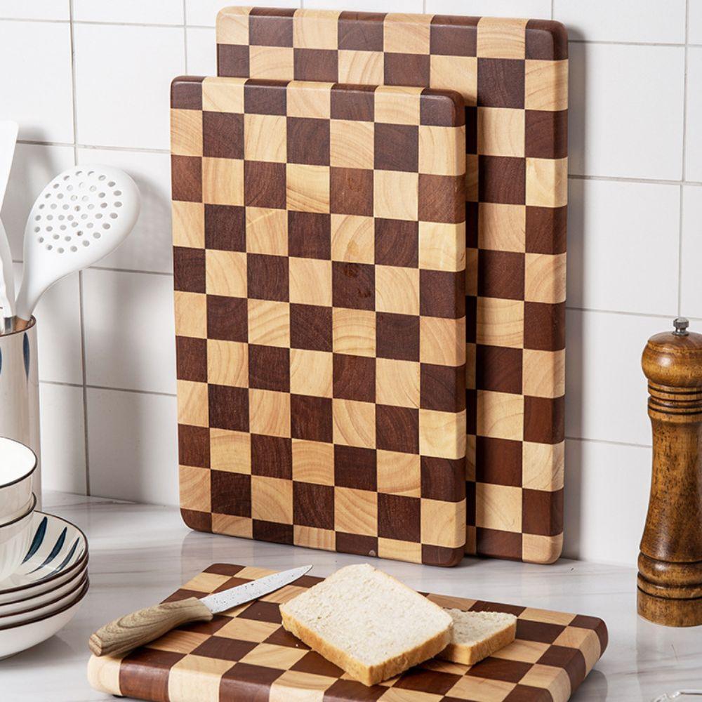 Solid Wood Checkerboard Cutting Board Splicing Color Fruits Tray Chopping Block  Baby Food