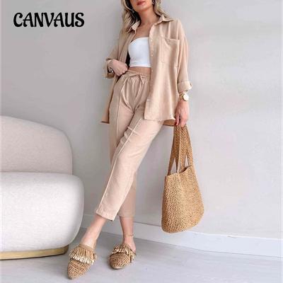 Plus Size Women's Spring Casual Loose Shirt Cropped Pants Harlequin Trousers Two-piece Set