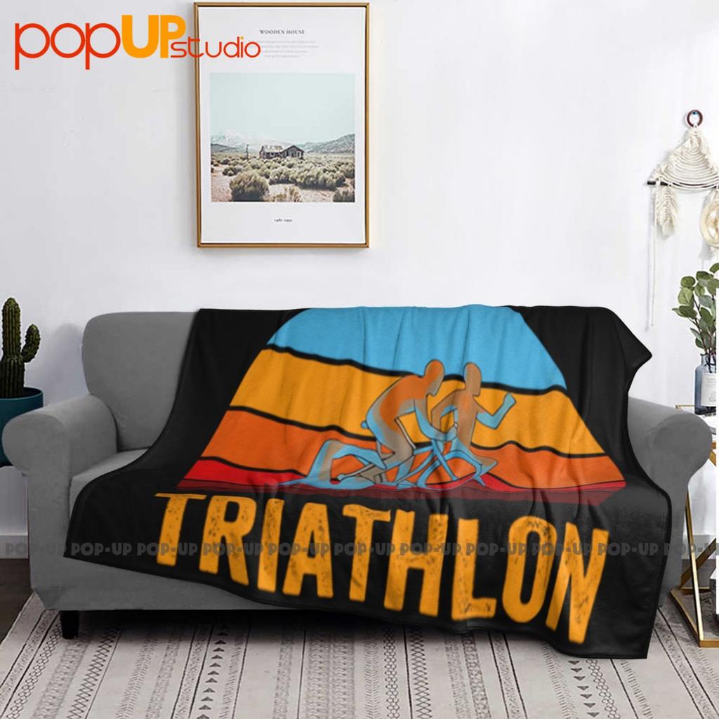 Retro Vintage Style Sunset Triathlon Ultra-Soft Blanket Quilt Winter Sofa Cover Bed Covers