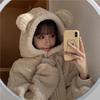 Plus Size Women's Faux Lambswool Bear Ear Hoodie - Loose Fit for Autumn/Winter