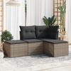 VidaXL Garden Lounge Set 4 Pcs with Grey Cushions Wicker 3217480