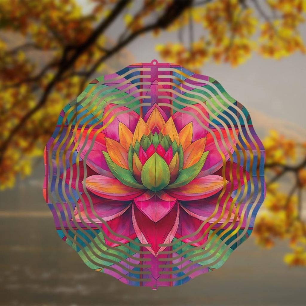 10 Inch Bohemian Metal Wind Spinner Chime for Outdoor Garden Decor Rotating Two Way Hanging Gift for Mom Christmas