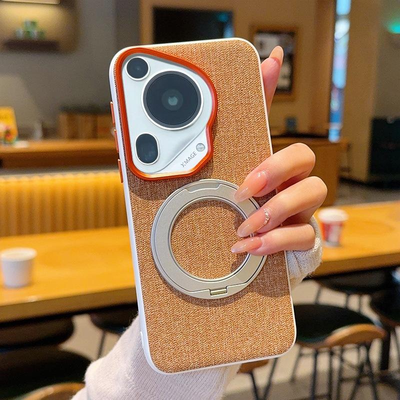 Applicable to Huawei pura11 mobile phone case pura11 cloth pattern pura11 protective case p11pro magnetic suction bracket integrated