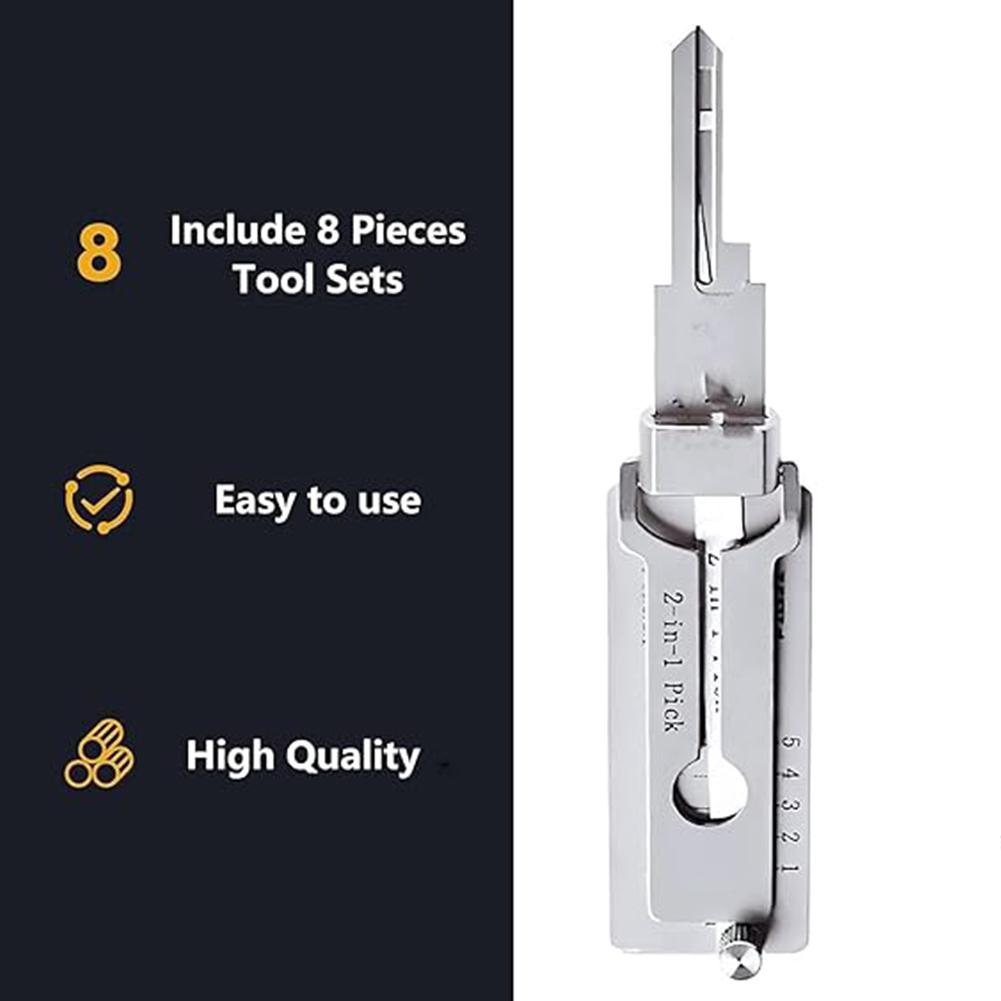 SS001 Nøkkeldekoder Rustfritt Stål Låsnøkkel Presisjon Krok Plukkesett Vedlikeholdsreparasjonsverktøy Låse opp Ingeniørkunst Multifunksjon