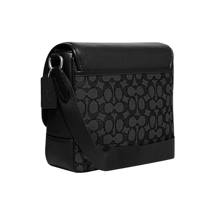 New COACH Cow Leather With Textile Messenger Bag, Shoulder Bag, Crossbody Bag Medium Men's Black CE534-SVO1U