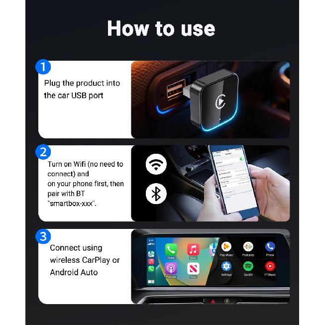 Adaptor Wireless XUDA pentru Android Auto Cutie Mini Inteligentă Plug And Play Universal Pentru VW Toyota Nissan Honda Ford Benz 2025