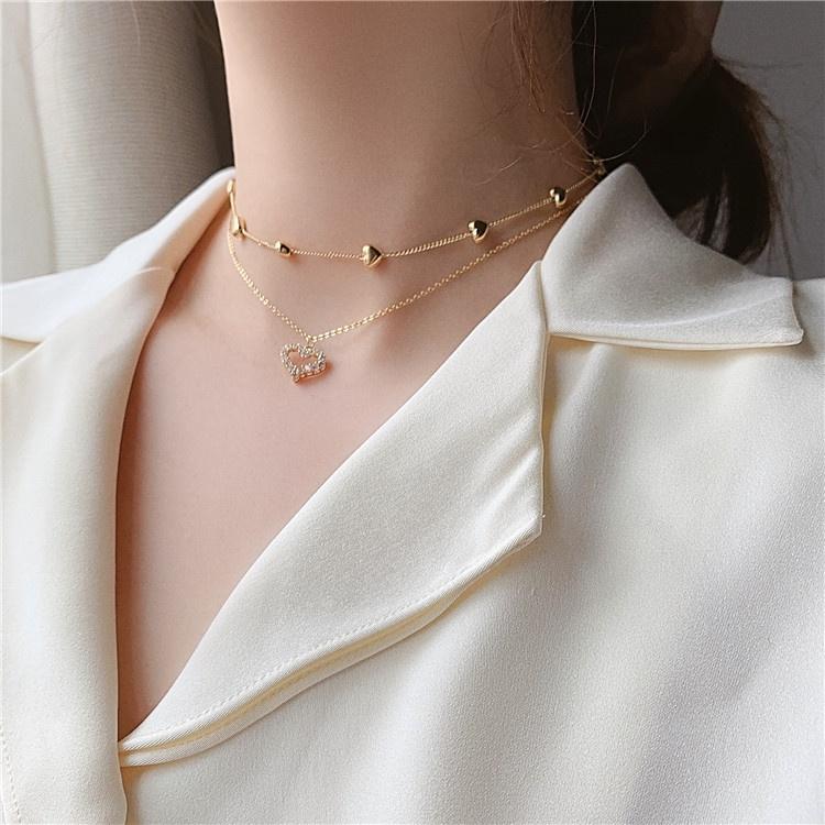 Women's Love Double-layer Clavicle Necklace, Minimalist Ins Style, Unique Influencer Trending Neck Chain