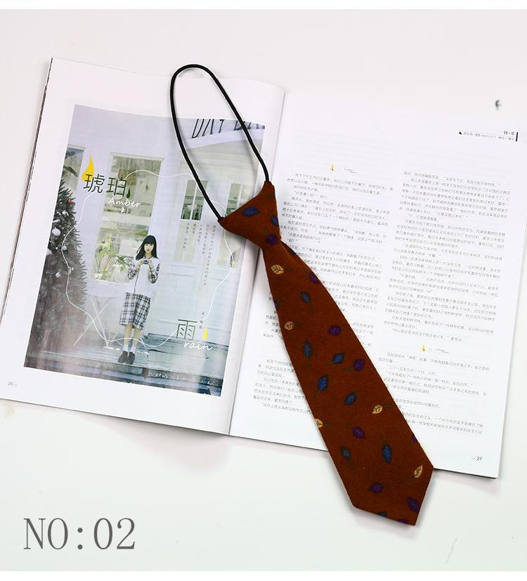 6CM Floral Lazy-tie Rubber Band Neckties For Women College Girls Shirt Uniform Neckwear Korean Style Narrow Knot Free Small Ties