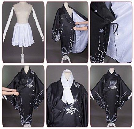 [Milky Time] Yosuga No Sora Kasugano Sora Cosplay Costume with Wig, Halloween Kimono, Yosuga Black Kimono