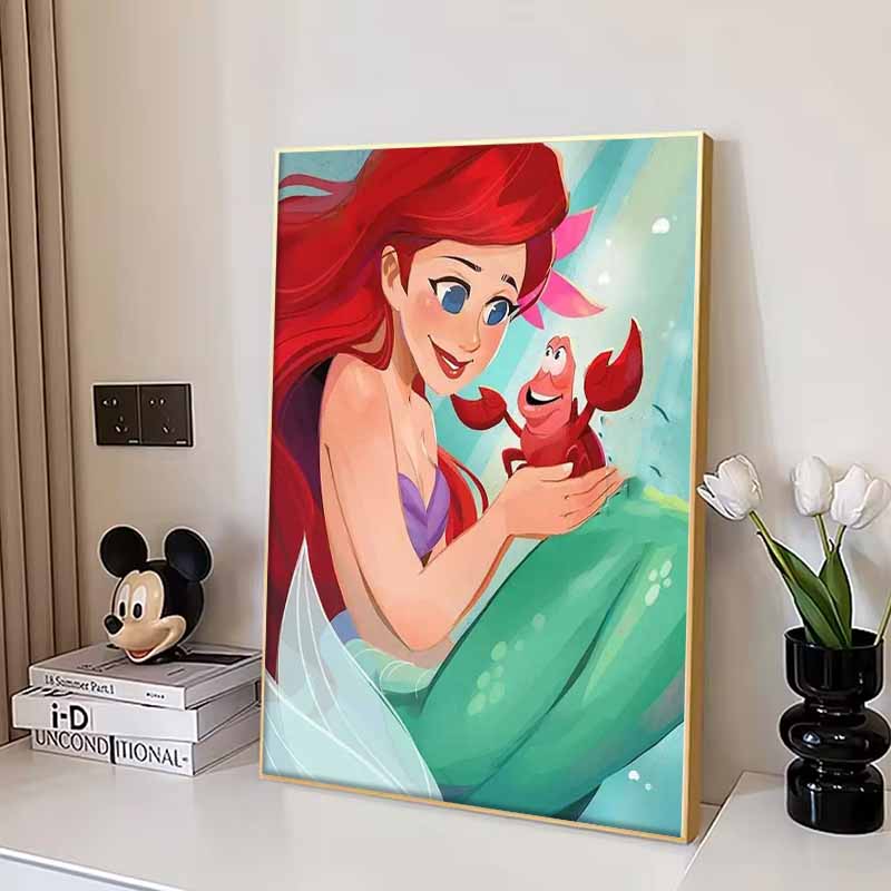 Disney Diamond Painting Ariel and Sebastian's Healing Illustrations 5D Diamond Painting Art Embroidery Cross Stitch Room Decoration