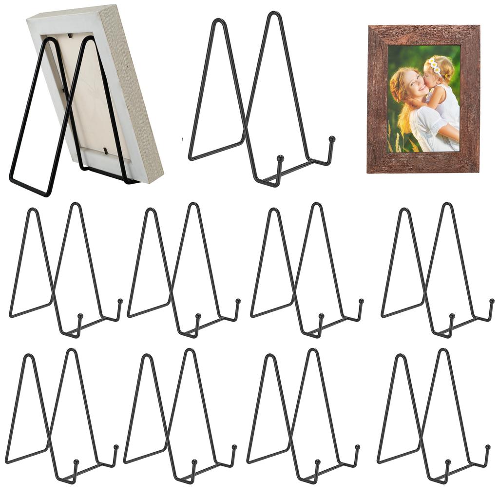 10Pcs Stand Picture Easel Plate Display Metal Plate Holder Base Frame Photo Decorative Sturdy Stylish Minimalistic Book Tabletop