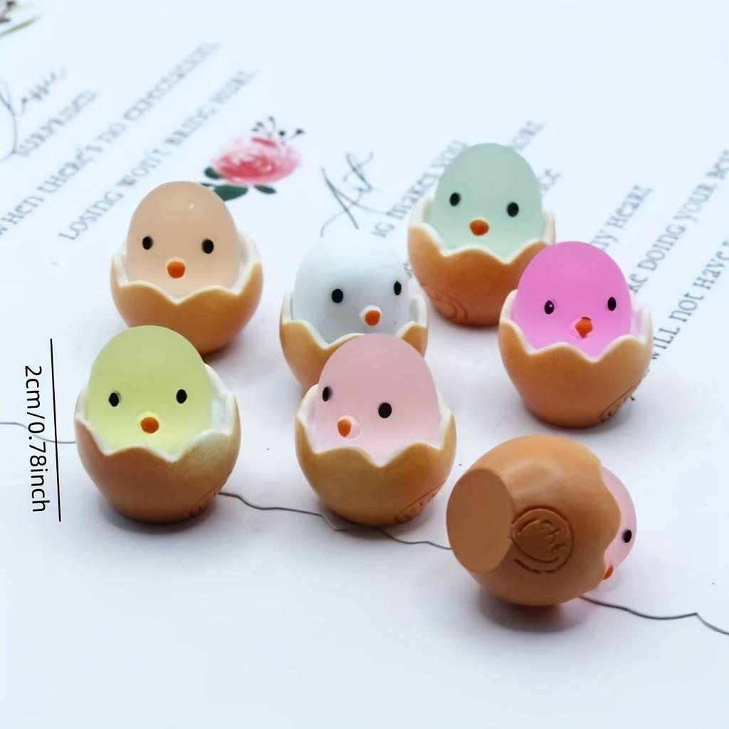 30pcs Luminous Mini Easter Egg Chicken Decorations, Plastic Cracked Eggshell DIY Crafts, Uncharged Holiday Party Supplies for Basket Fillings|