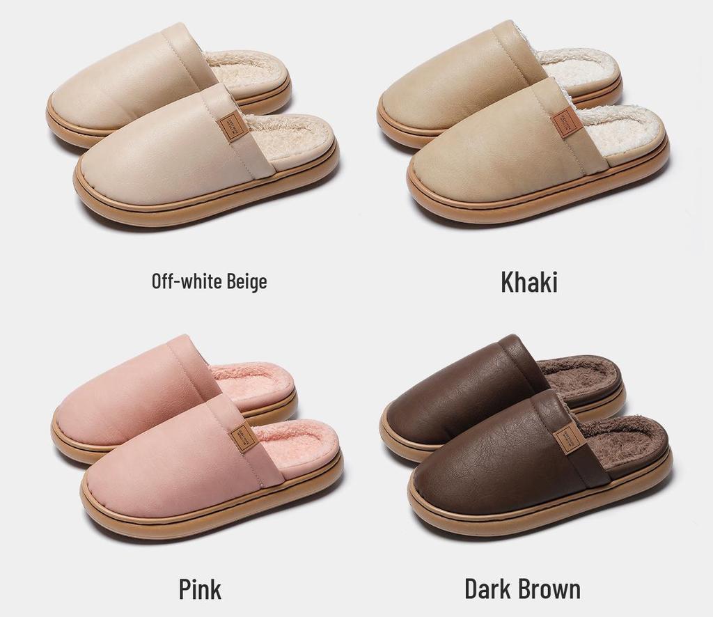 2025 New Unisex Cotton Slippers - Thick Bottom, Plush Lining, Non-slip, Waterproof for Indoor Autumn/Winter Wear