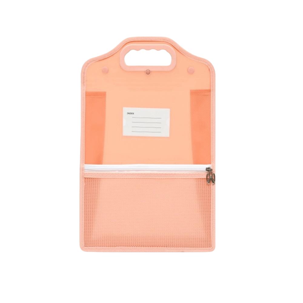 

Zipper-Type A4 Document Bag Transparent Document Storage Bag Study Bag Student Book Bag Office Pink