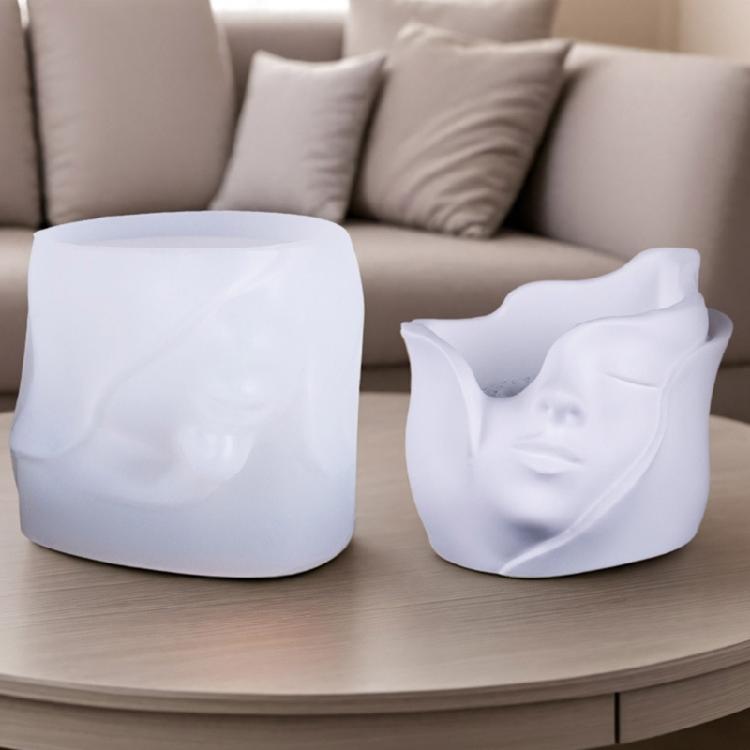 Succulent Planter Mold Crafting Mould Flexible Vase Molds Human Face Shape Flowerpot Mold Suitable for Making Flowerpot