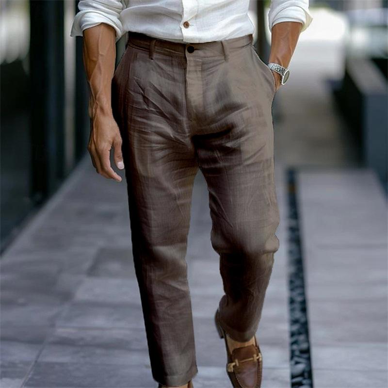 

Male Men s Casual Dress Linen Pants Solid White Gray Trouser Plus Size Mens Elegant Fashion Sweatpants Men Streetwear XXXL