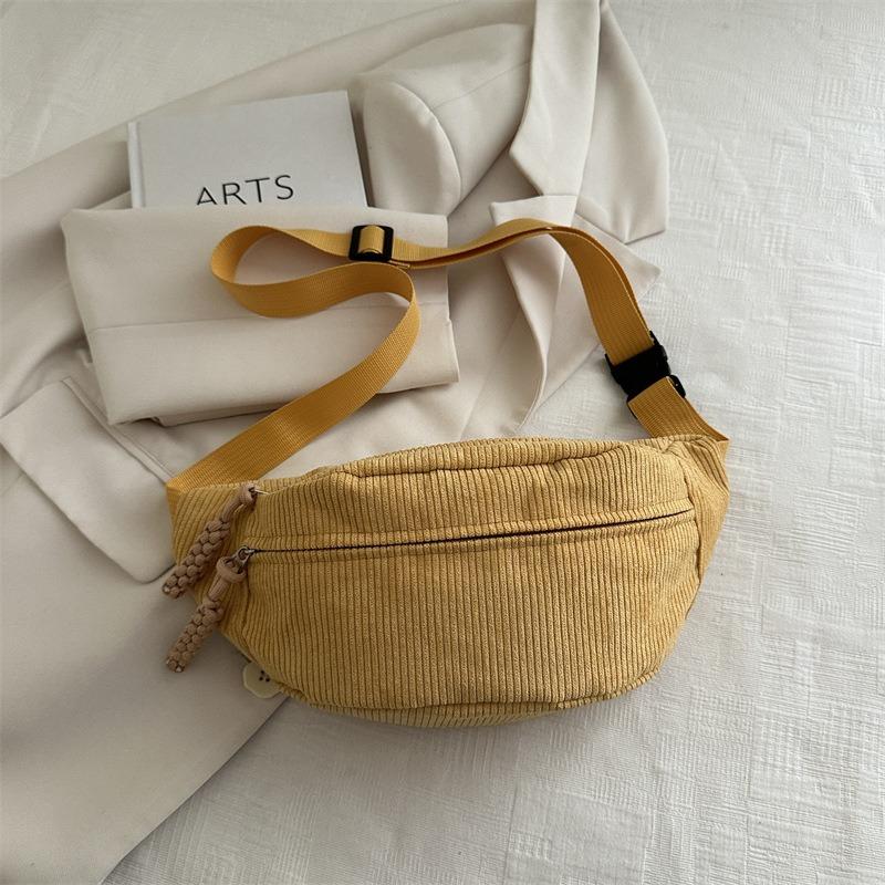 Solid color simple shoulder messenger bag autumn new niche versatile casual bag breast bag fanny pack