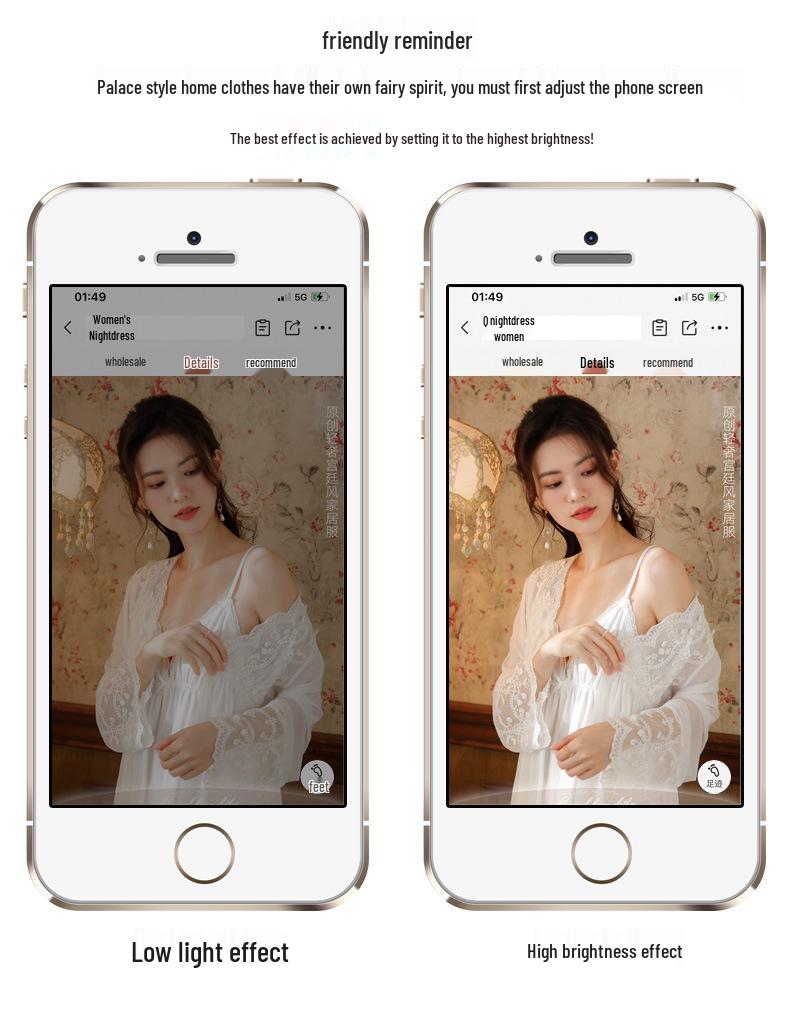 Cotton Lace Princess Camisole Nightgown - Women's Summer Long Dress with Embroidery and Chest Pad, Wearable Outside