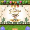2D Mi Bautizo Photography Backdrop, Neutral Beige Cactus and Dove Baptism Background