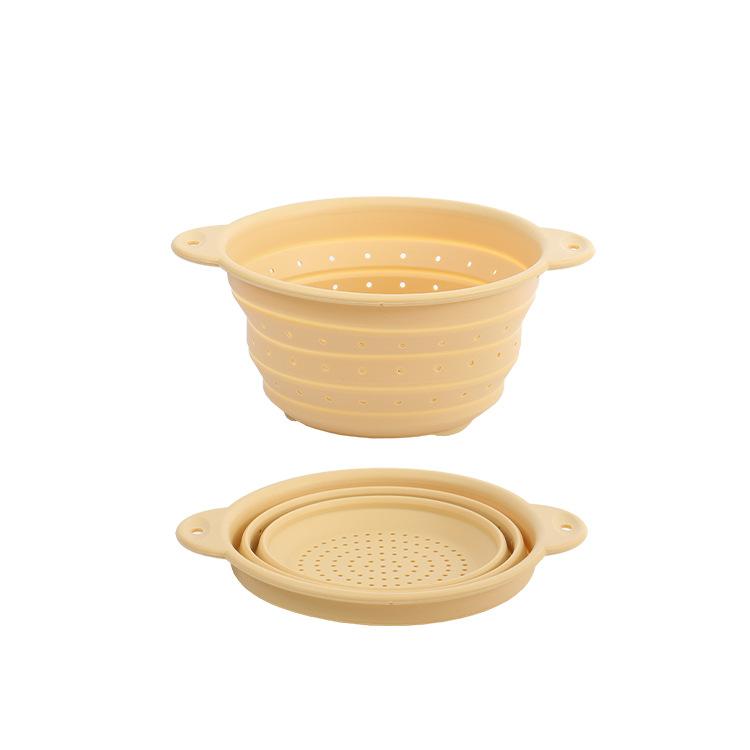 Food Grade Silicone Collapsible Colander, Foldable Fruit Vegetable Washing Basket, Heat Resistant Kitchen Strainer