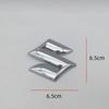 HECQ4 1pcs 3D Chrome for Suzuki Car Emblem Front Hood Rear Tailgate Trunk Badge Steering Wheel Sticker Decal Styling Accessories