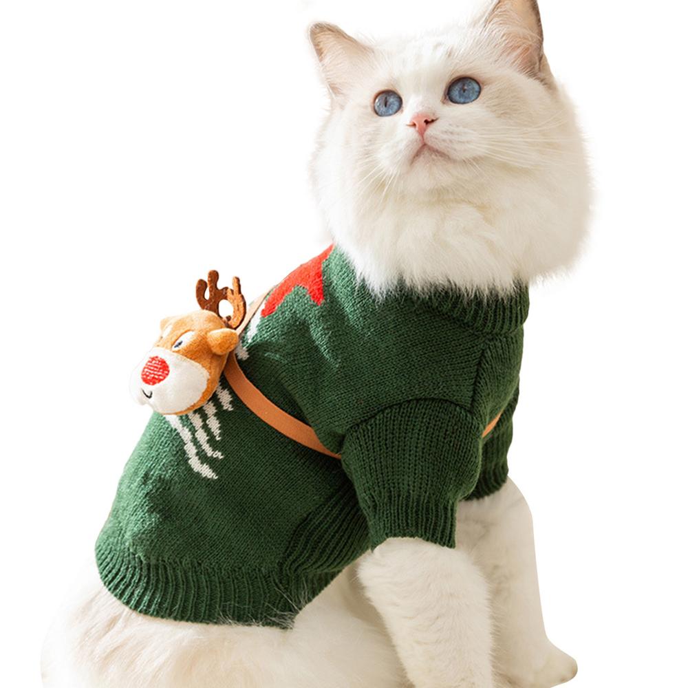 

Christmas Style Puppy Dog Sweaters For Small Medium Dogs Cats Clothes Winter Warm Pet Turtleneck Chihuahua Vest Soft Yorkie M зелёный