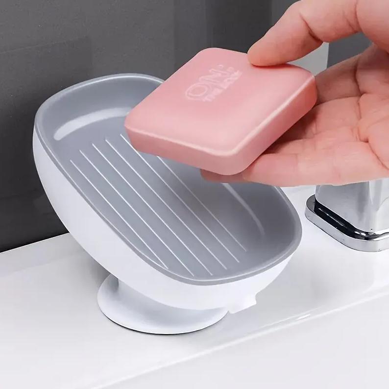 Angle Adjustable Soap Dish for Bathroom, Wall-Mounted Plastic Oval Soap Holder with Drain, Luxurious Removable Soap Tray KTY