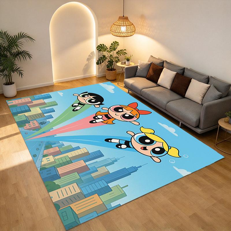 Powerpuff Girls Carpet Rug for Bedroom Living Room Home Sofa Decoration,Office Home Decor Game Large Decor Floor Mat