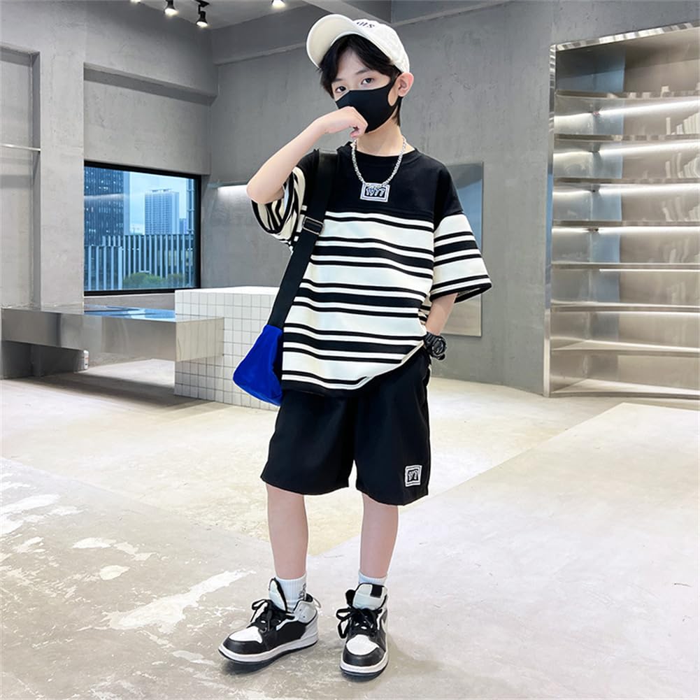 Short Korean Short Sleeve Top and Bottom 170cm Top and Bottom Cute Elementary School Gift [KOSIKINI] Children's Clothing, Boys' Setup, Sleeve,