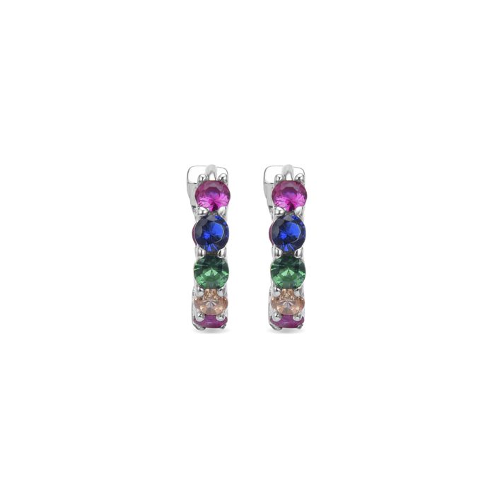 Boucles d'oreilles - Luxenter - Yarek - Argent 925 - Zircone multicolore - Plaqué rhodium