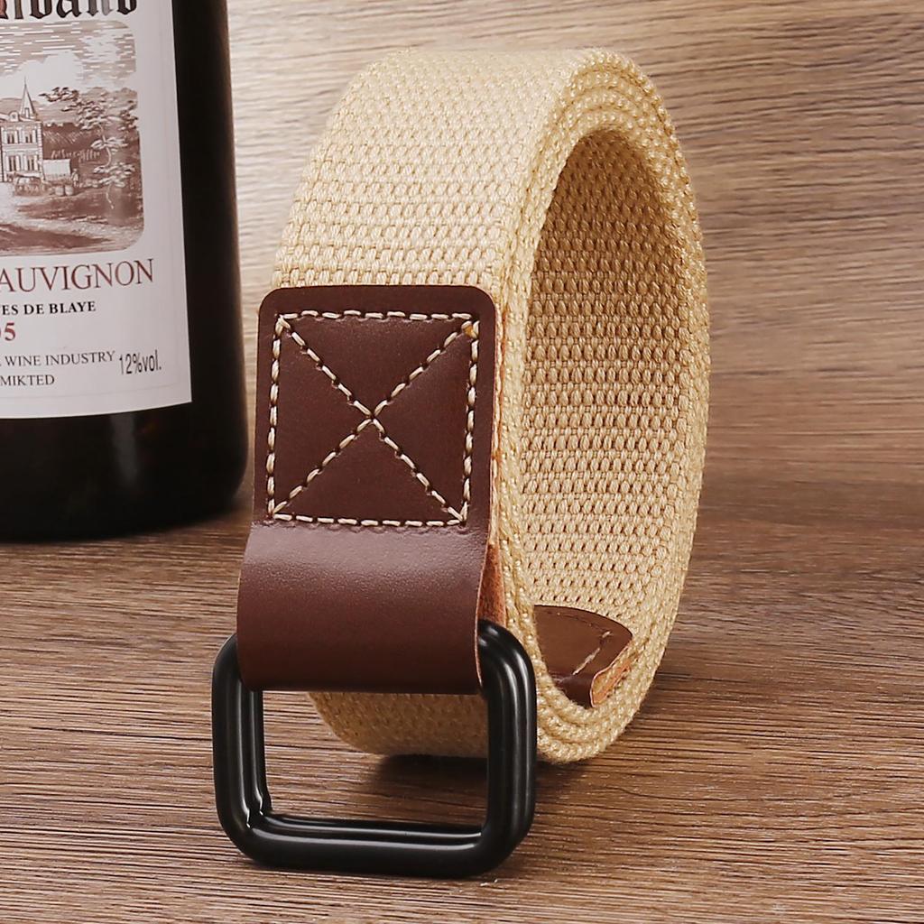 Double Ring Buckle Webbing Belt, Men'S And Women'S Canvas Universal Casual Belt, Jeans Tooling Belt