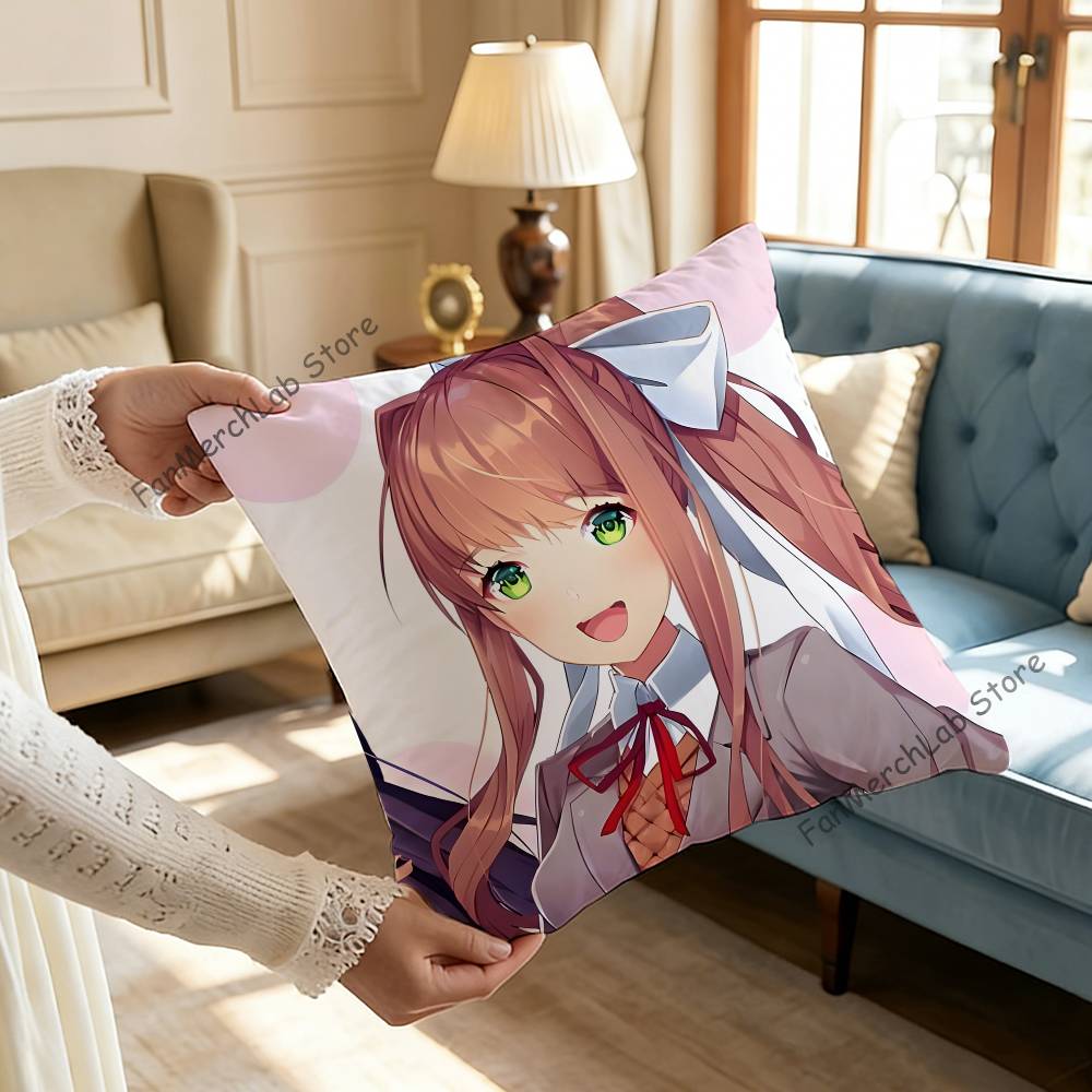 Cartoon Character MMonika Pillow Case Plush Fabric Soft Pillowcase Double Sided Print Sofa Cushion Cover Throw