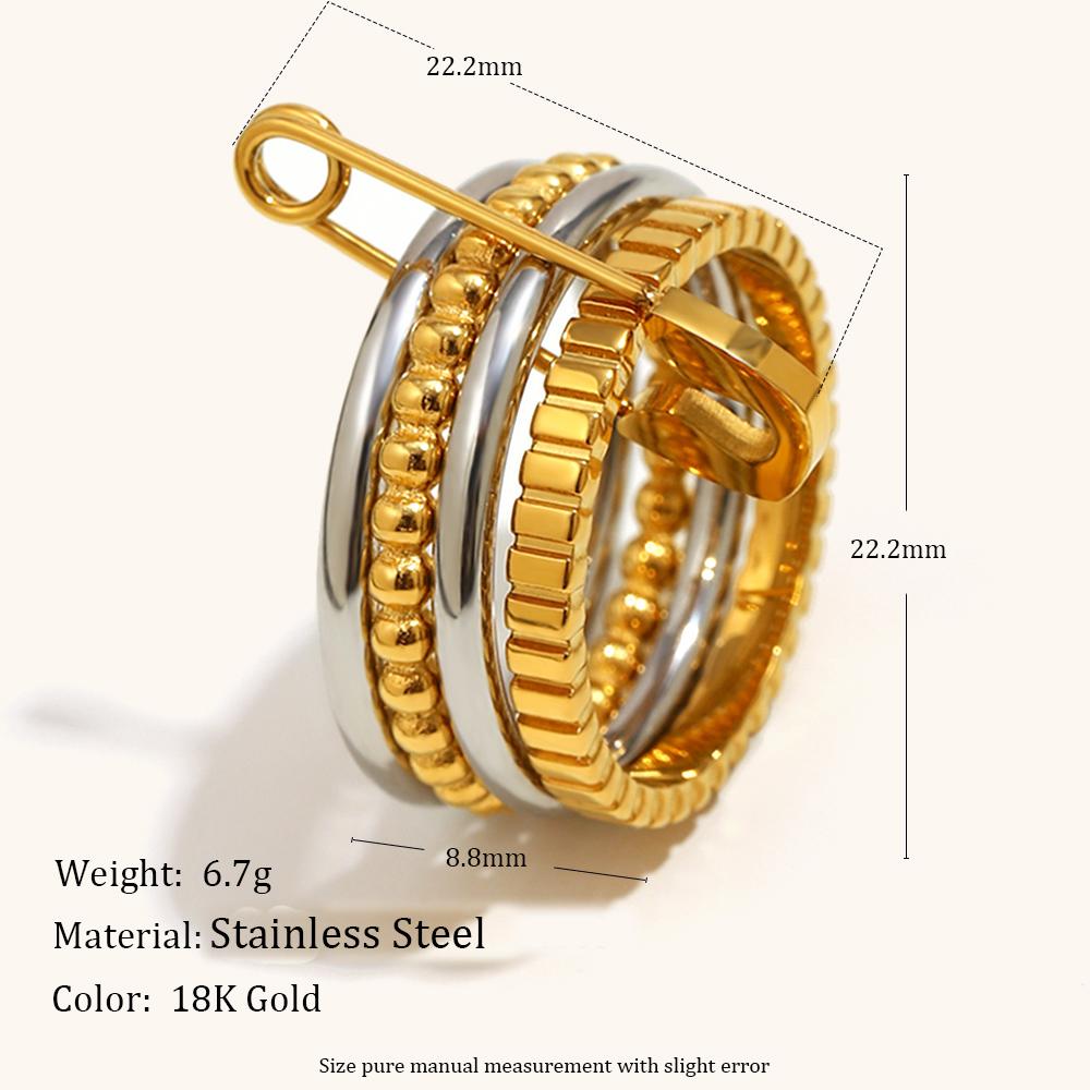 

Pin Shaped Loop Buckle 4-Layer Bead Zircon Stainless Steel Women s Ring PVD Trendy Daily Jewelry Accessories Gift 8
