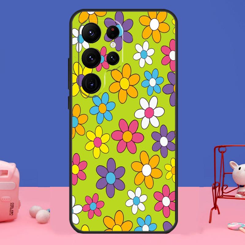 Groovy Flowers Hippie Bohemian Case For Samsung Galaxy S23 S22 S24 Ultra S8 S9 S10 Plus Note 10 20 Ultra S20 S21 FE Cover