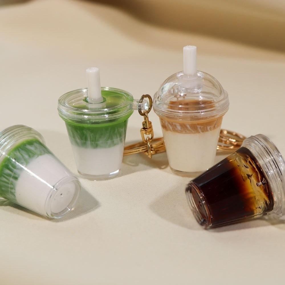 Resin Resin Drink Cup Keychain Mini Size Juice Cup Key Ring  for Party Gift Home Decoration