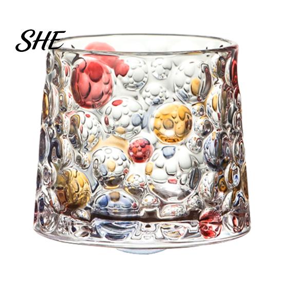 Hand-embossed Whiskey Glass Rotating Glass, Hand Painted Swivel Tumbler with 360-degree Spinning Faux Crystal Base, Liquor Cup for Home Bar Tasting