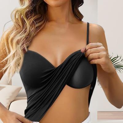 Women's Tank Top with Built-in Bra Adjustable Spaghetti Strap Cami Shirts