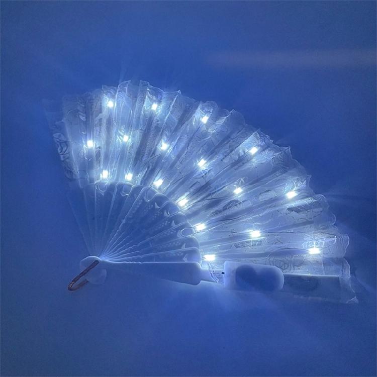 LED Light Up Rose Lace Florals Hand Fan Luminous Costumes for Wedding