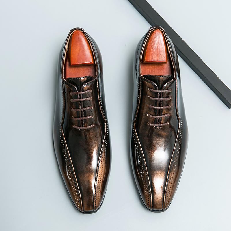 New Business Men's Shoes Oxfords Square Toe Lace-up Spring Autumn Brown Black Mens Dress Shoes Zapatos De Vestir Hombre